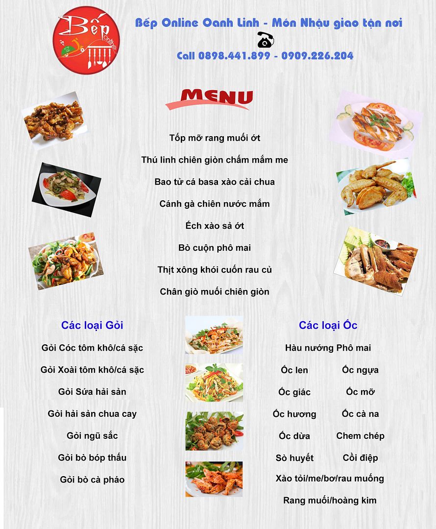 Bếp Online Oanh Linh - Món nhậu ngon nhức nhối - giao tận nhà, đặt món online không phải đi xa