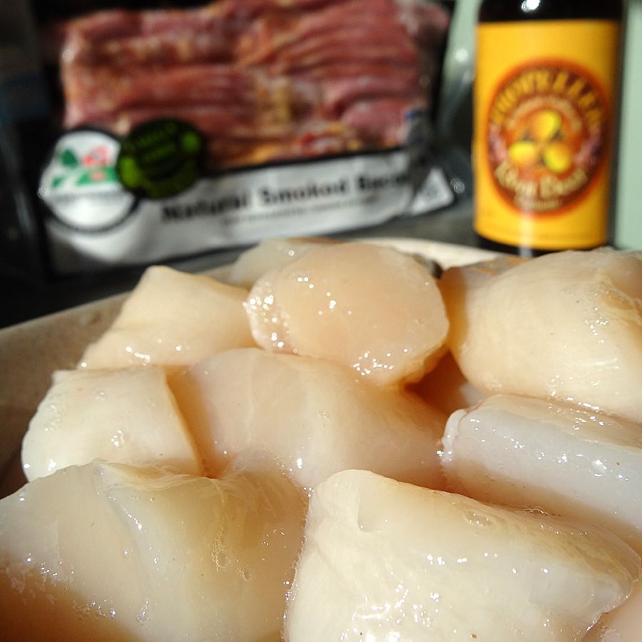 meadowbrook meat market natural smoked bacon, nova scotia scallops and propeller root beer