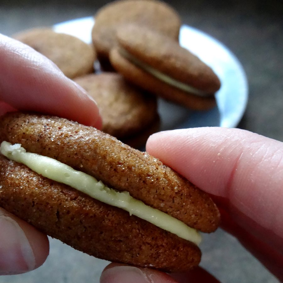 sandwich cookies together with icing