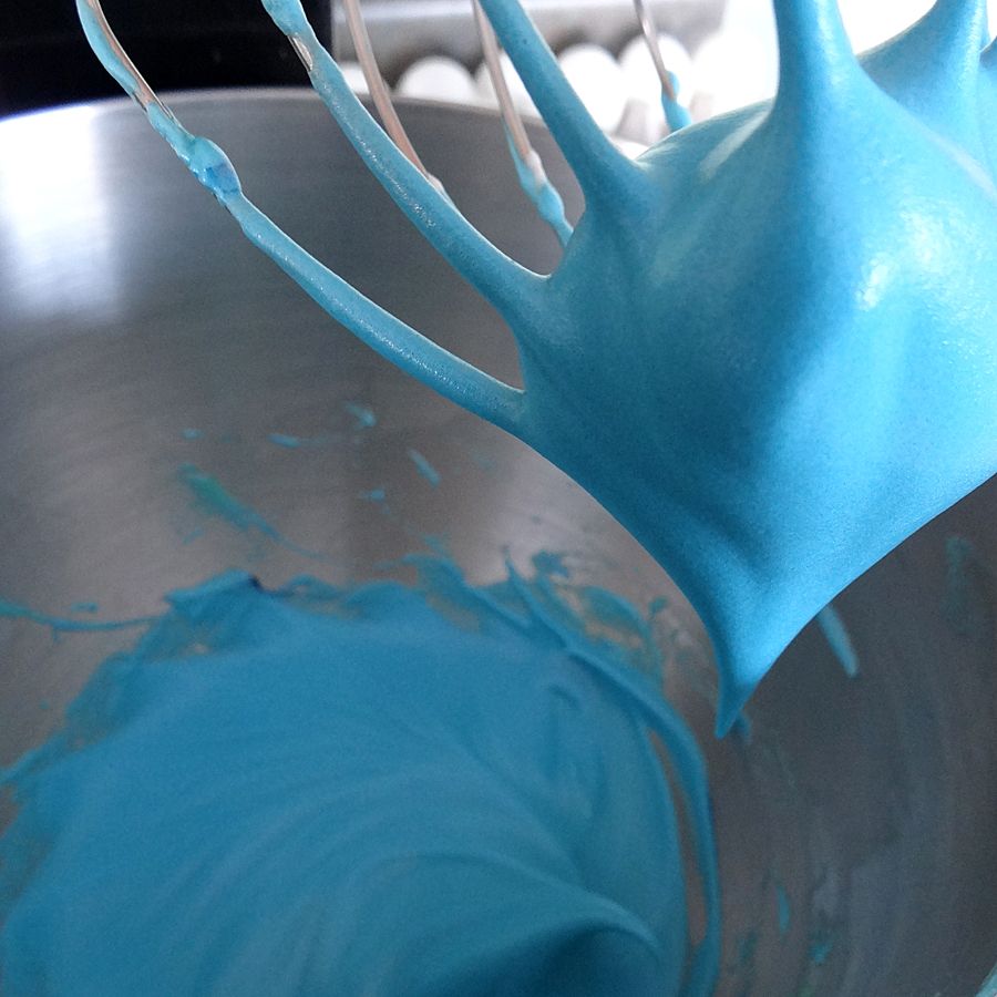 bright blue macaron mixture