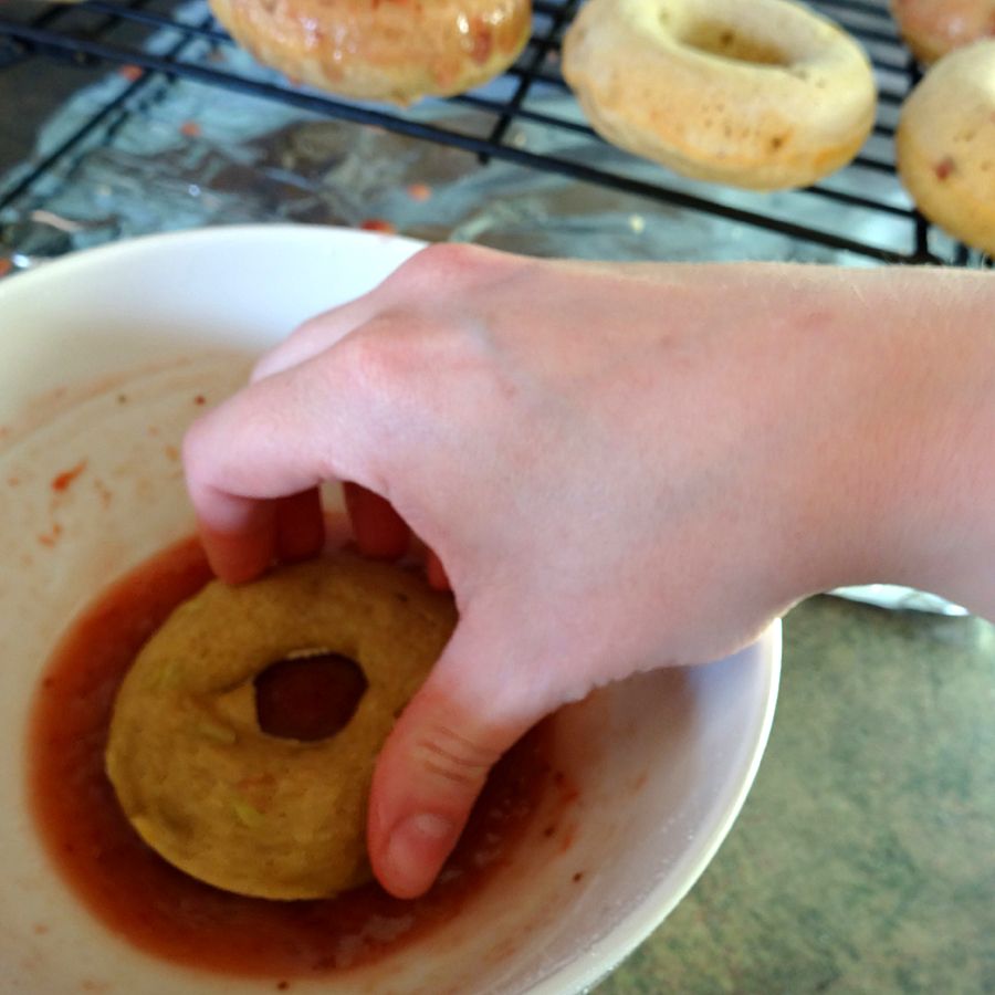 dip donut in glaze