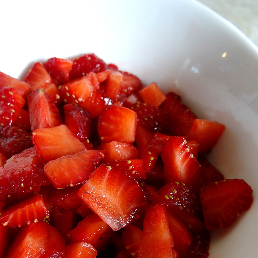 Diced strawberries