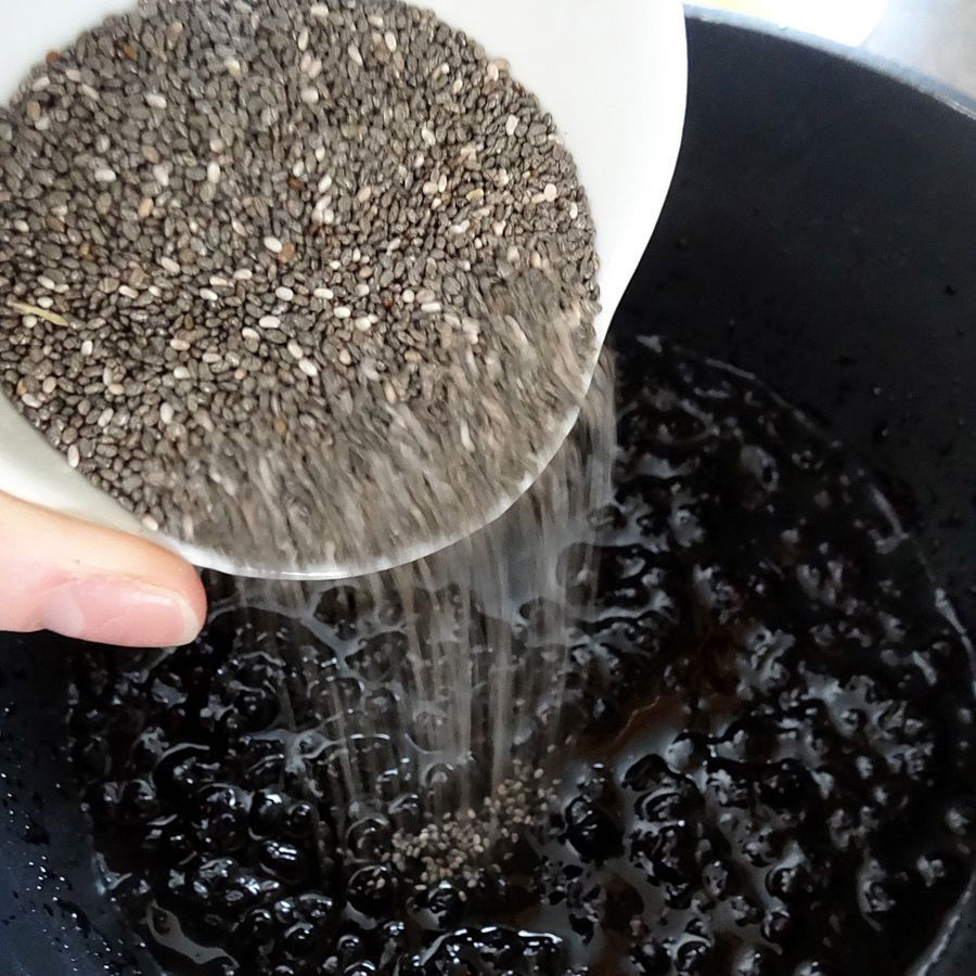 Add chia seeds to blueberry mixture
