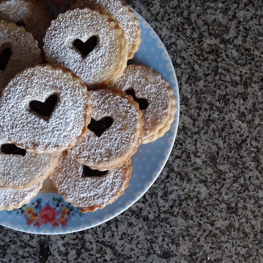 Gluten Free Coconut Shortbread Cookies with Blueberry Chia Seed Jam Filling