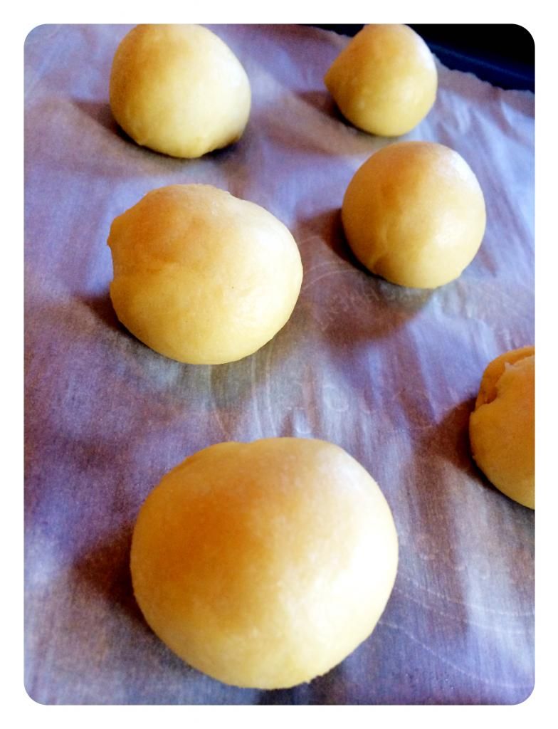 Bom dough on parchment paper