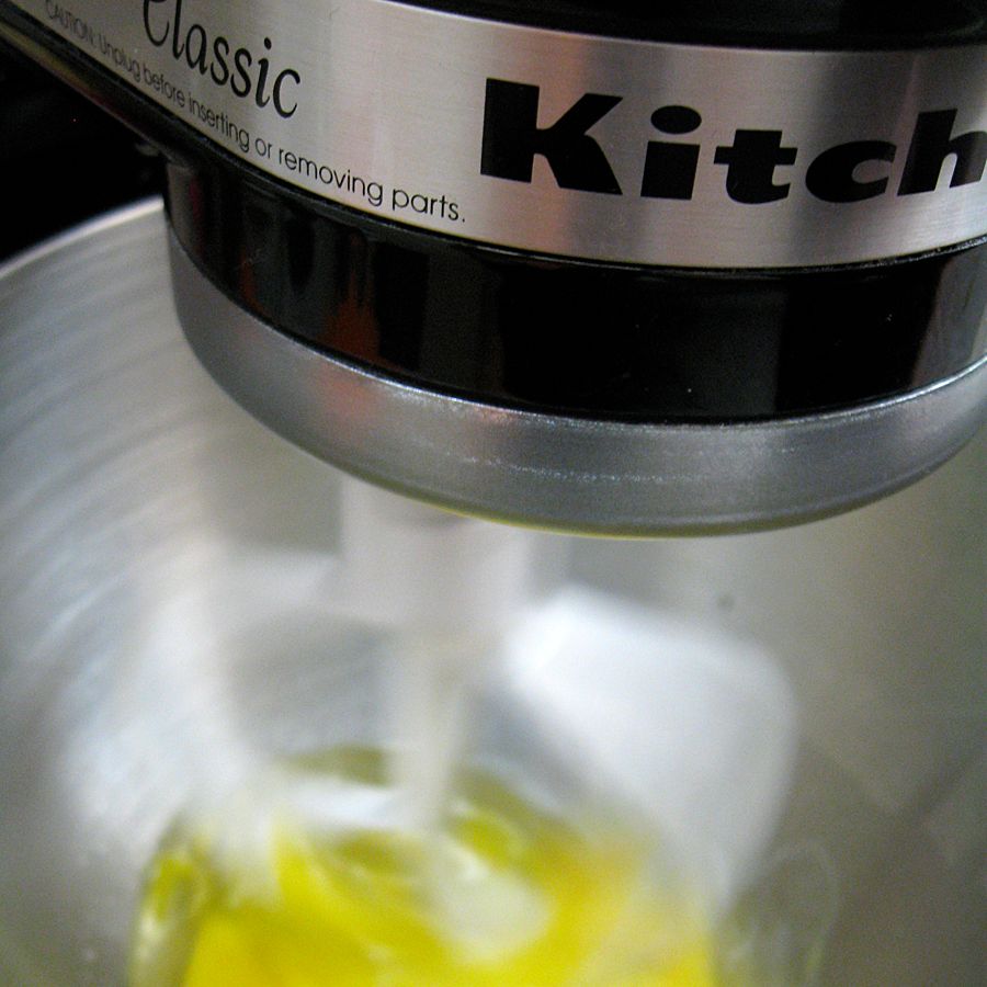 Oil, eggs, and vanilla mixing