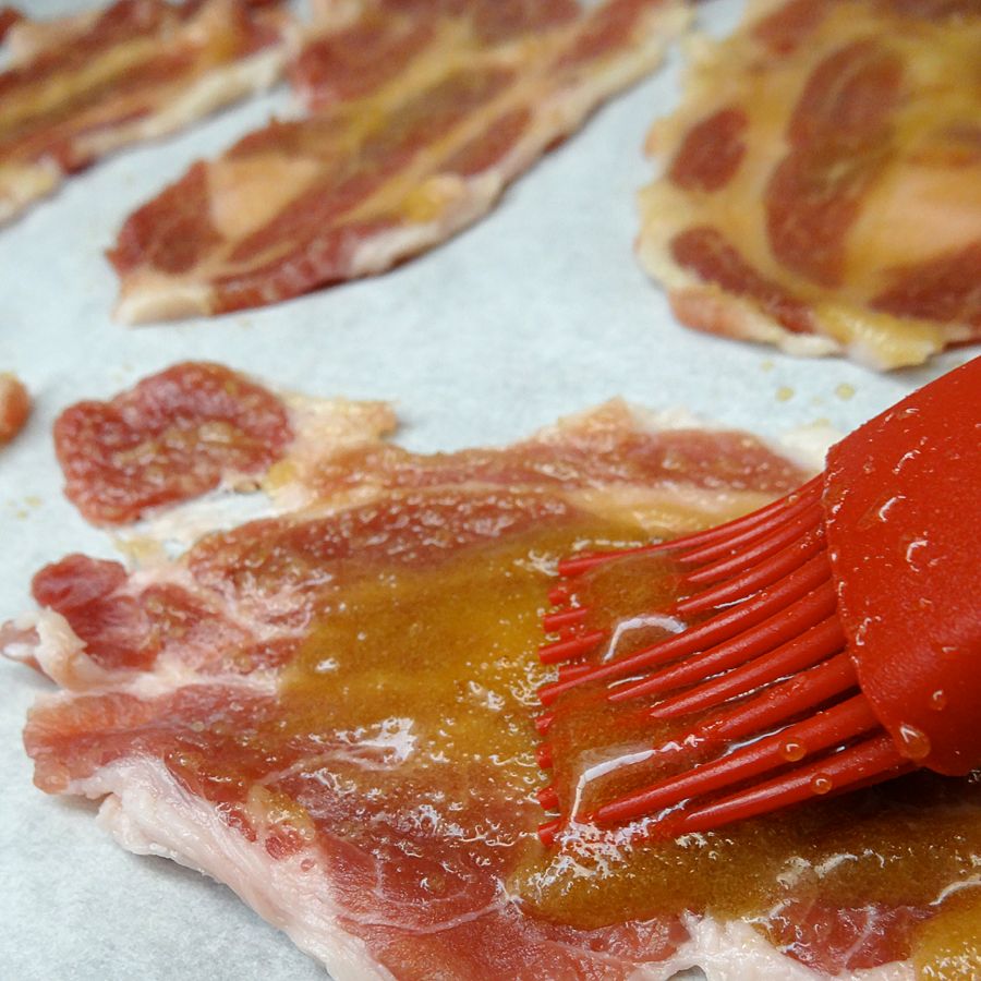 brush mixture on bacon