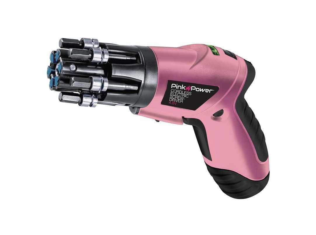 Pink Electric Screwdriver Cordless 4 8V Drill Kit for Women Bubble