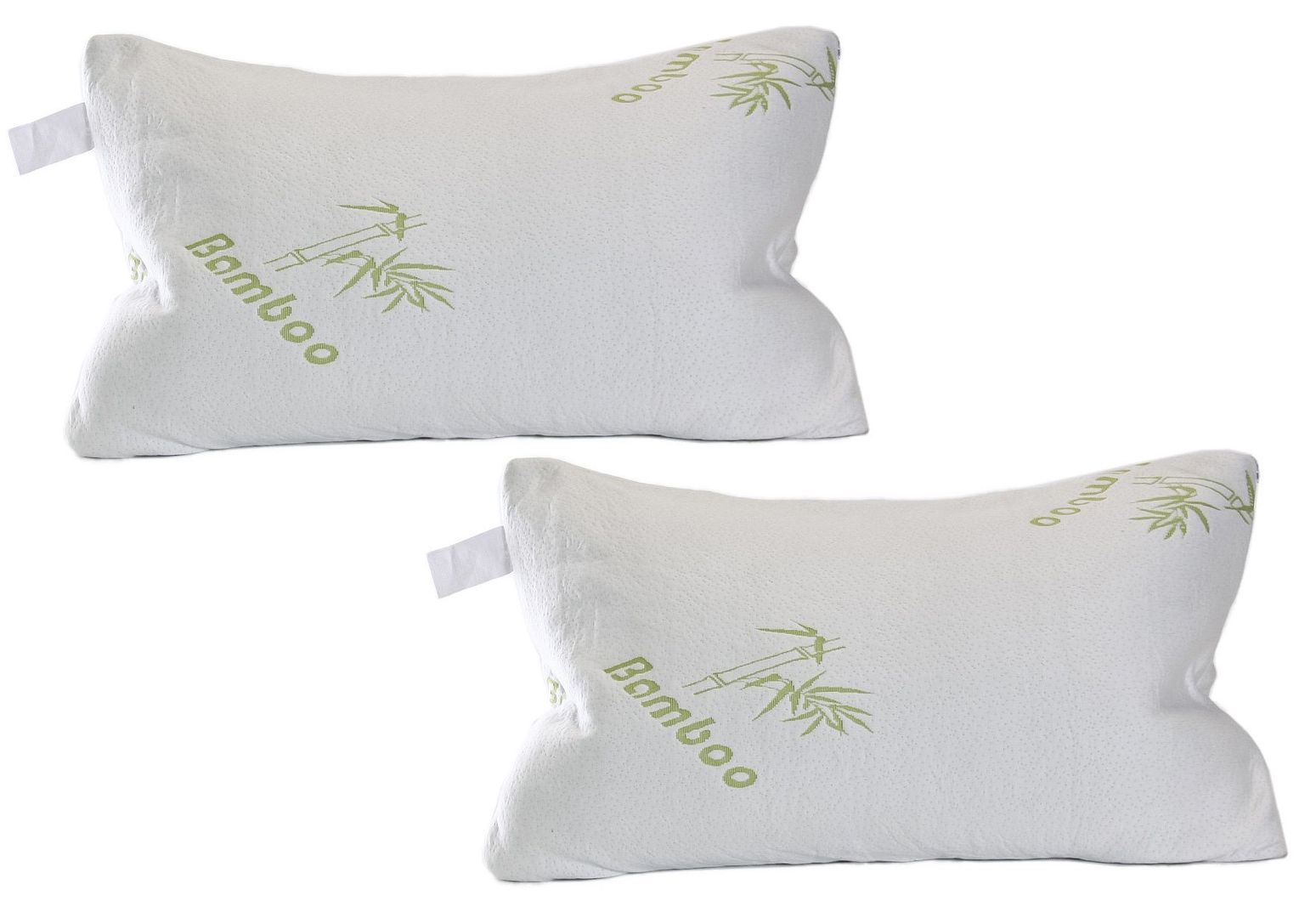 Set of 2 Bamboo Memory Foam Pillows Queen Size Hypoallergenic with