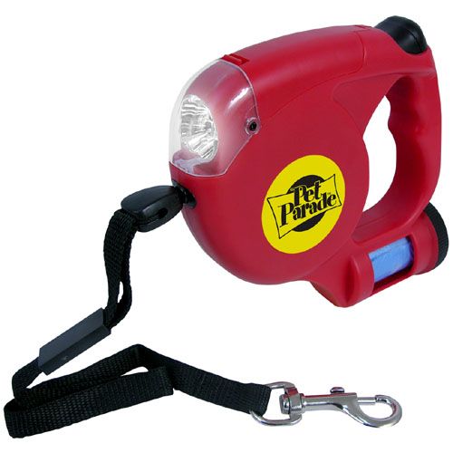 New Pet Parade 14ft Retractable Dog Leash with LED Flashlight and Bag Holder eBay