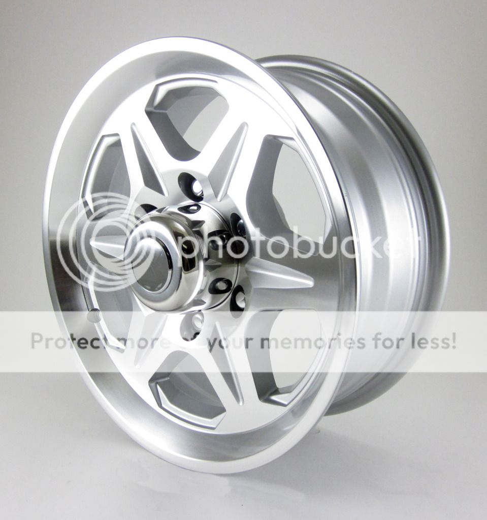 4 15 inch 6 Bolt on 5 5 T04 Aluminum Trailer Wheel w Center Cap and Lugs