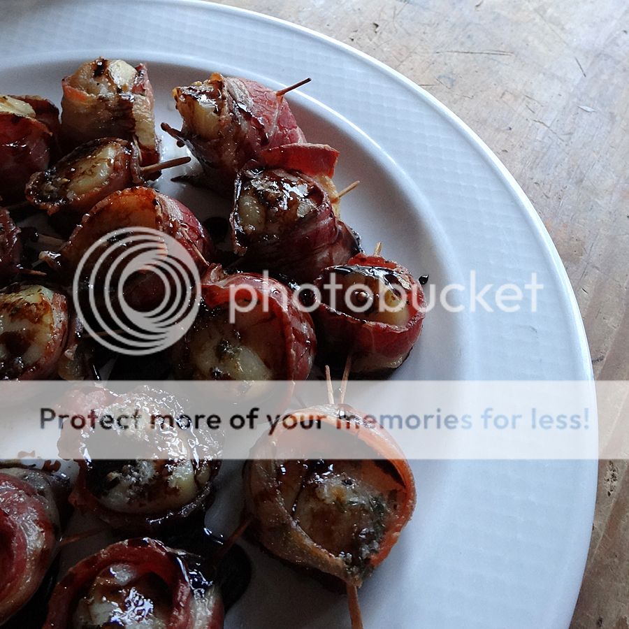 Bacon Wrapped Scallops with Propeller Root Beer Reduction
